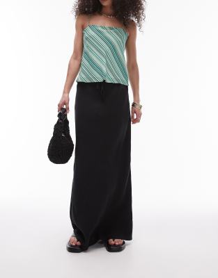 Topshop Casual Twill Drawstring Skirt In Black