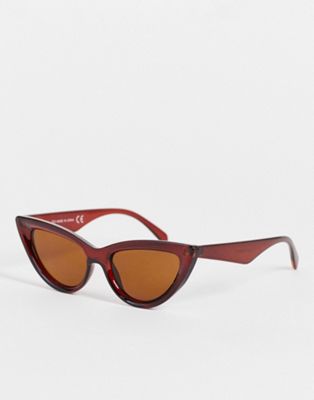 Topshop – Cat-Eye-Sonnenbrille aus Kunststoff in Braun