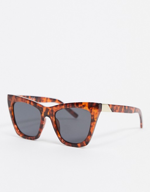 Topshop cat eye sunglasses in brown