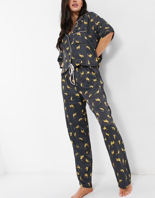  Black Cat Women's Pajama Set Long Sleeve Sleepwear