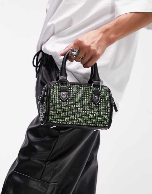 Topshop Catlin diamante mini bowler bag in black , 2 of 4