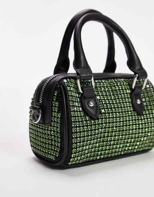 Topshop Catlin diamante mini bowler bag in black , 3 of 4