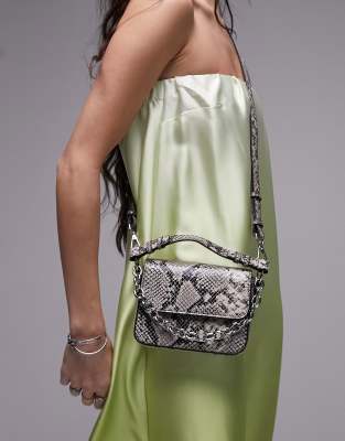 Topshop Catlin mini crossbody bag in snake print