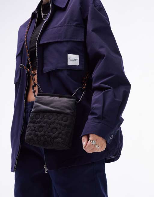 Topshop - Catlin - Sort håndtaske med nylonsyningsdetalje