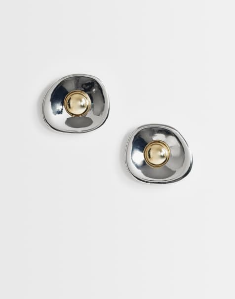 Topshop - Cece - Puces d'oreilles tendance rondes - Argenté - view 1