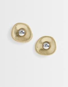 Cece statement round stud earrings in gold tone