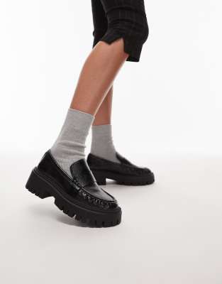 Cecil chunky cleated sole loafers in black