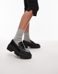 [Topshop] Topshop Cecil chunky cleated sole loafers in black 36 BLACK