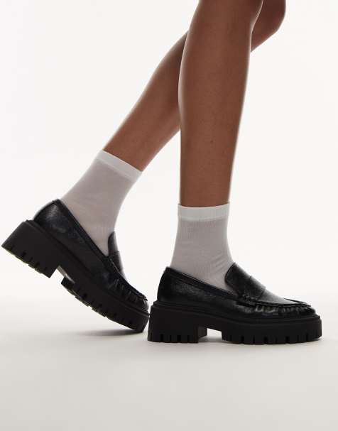 Topshop Cecil chunky loafer in black - view 1