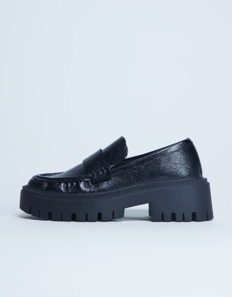 Topshop - Cecil - Sorte og chunky loafers med rillet sål - view 1