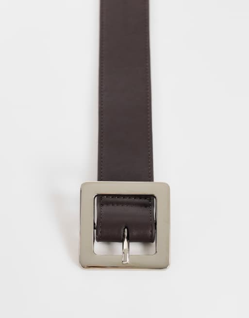 Topshop ceinture chunky en cuir véritable chocolat, 2 de 3