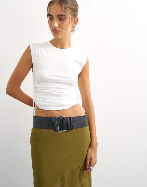 Topshop ceinture épaisse en cuir véritable embossé noire, 4 de 4