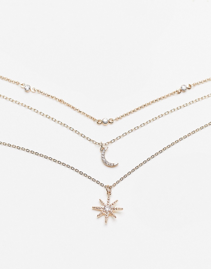 Topshop celestial star necklace in gold