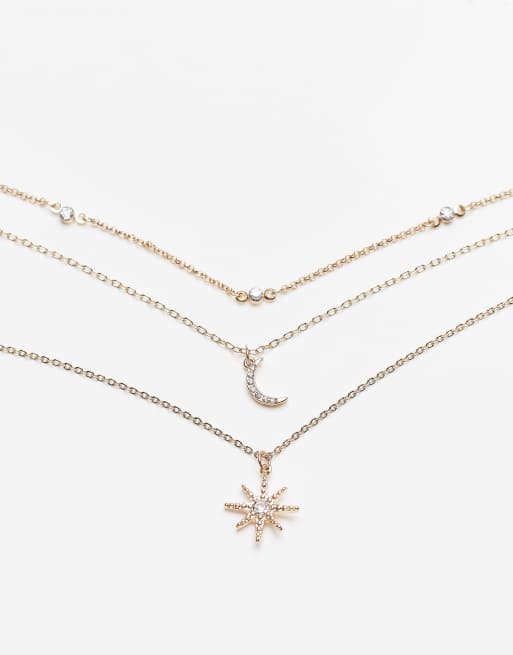 Topshop celestial star necklace in gold | ASOS