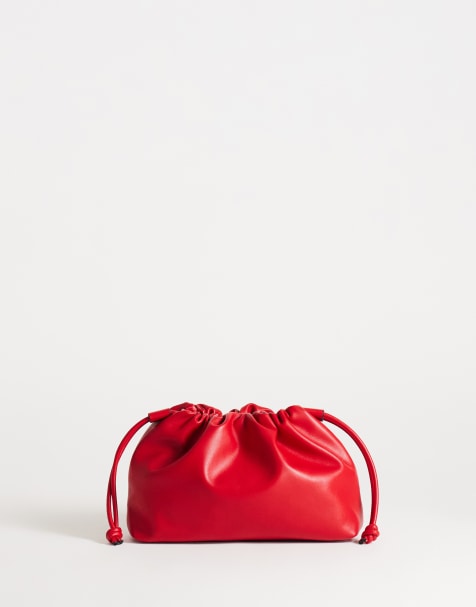 Topshop - Celia - Bolso clutch mediano rojo fruncido - view 1