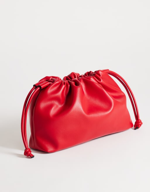 Topshop - Celia - Bolso clutch mediano rojo fruncido, 4 de 4