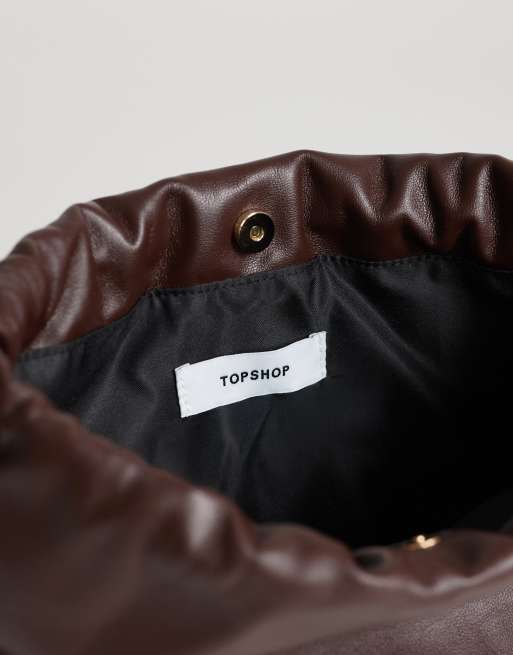 Topshop Celia medium clutch-taske med rynkedetaljer i chokolade, 4 af 4