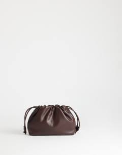 Celia medium ruched clutch bag in chocolate