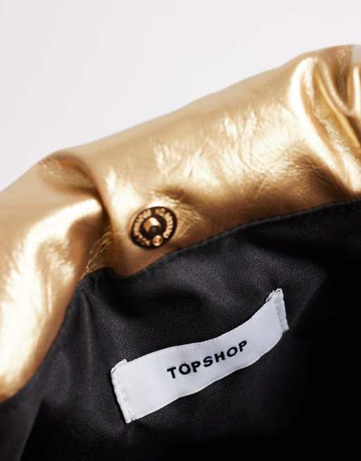 Topshop Celia medium ruched clutch bag in gold, 4 of 4