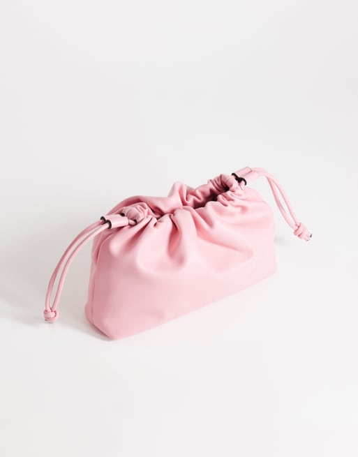 Topshop Celia medium ruched clutch bag in pink, 2 of 4