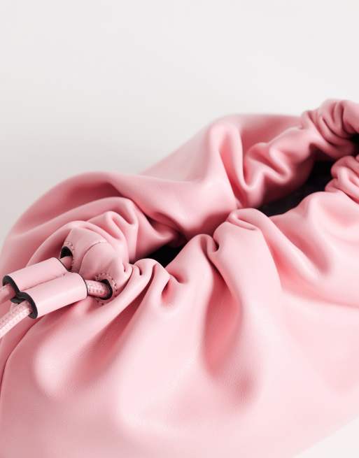 Topshop Celia medium ruched clutch bag in pink, 3 of 4