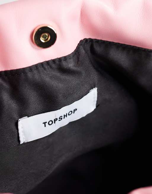 Topshop Celia medium ruched clutch bag in pink, 4 of 4