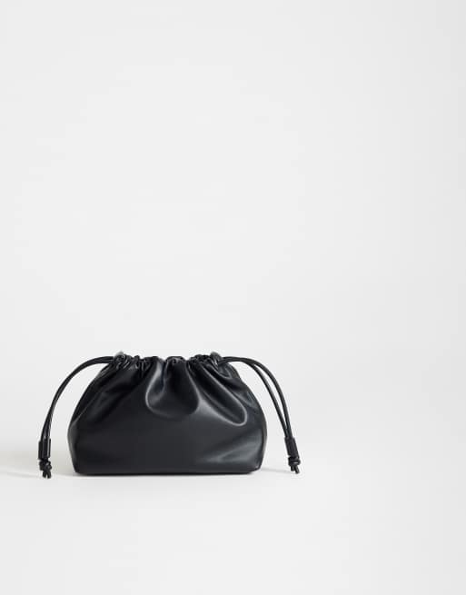 Topshop Celia medium ruched clutch purse in black, 2 of 4