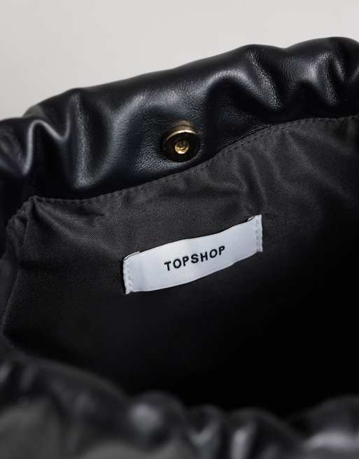 Topshop Celia medium ruched clutch purse in black, 4 of 4