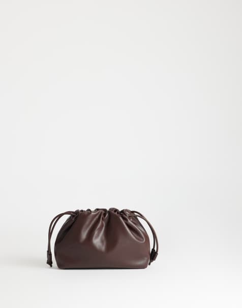 Topshop Celia mittelgroße Clutch mit Raffung in Schokobraun - view 1