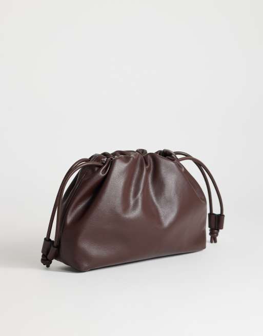 Topshop Celia mittelgroße Clutch mit Raffung in Schokobraun, 2 von 4