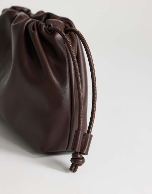 Topshop Celia mittelgroße Clutch mit Raffung in Schokobraun, 3 von 4