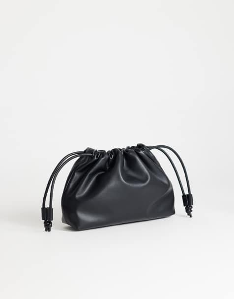 Topshop Celia mittelgroße geraffte Clutch in Schwarz - view 1