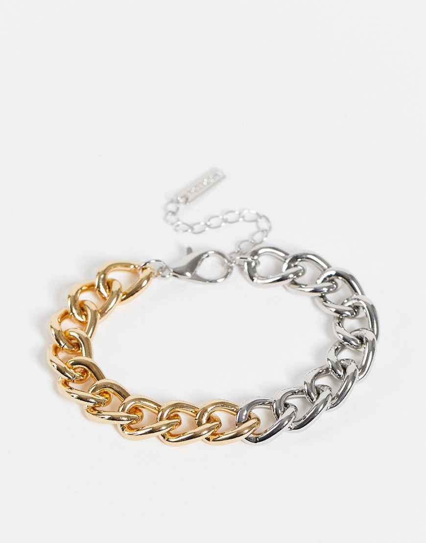Topshop chain bracelet in mixed metal-Multi