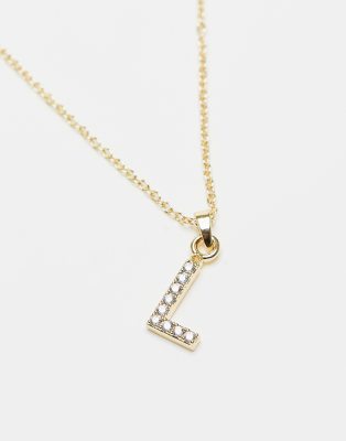 Topshop - Chaîne de qualité supérieure avec breloque initiale L en strass-Doré