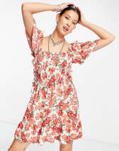 Asos design bardot mini broderie sundress with faux tortoiseshell belt best sale