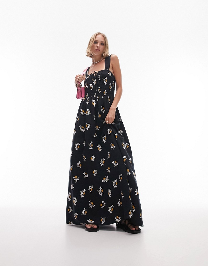 Topshop channelled maxi dress in floral-Multi