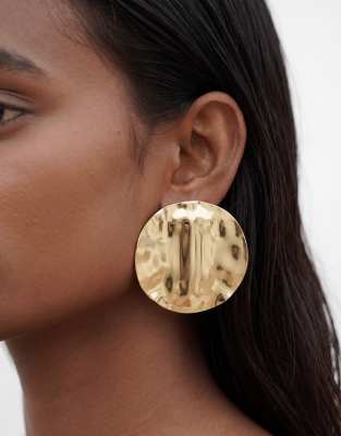 Topshop Chantal large statement disc earrings in gold tone