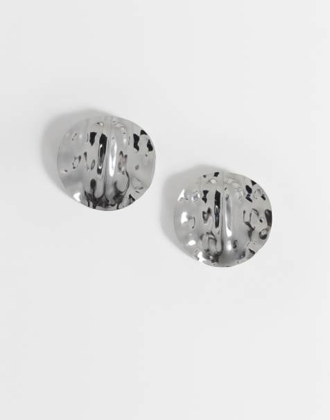 Topshop – Chantal – Silverfärgade, stora örhängen med statement-skivor - view 1