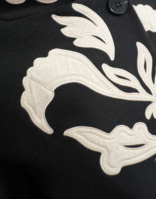 Topshop chaqueta bordada en contraste en negro, 2 de 4