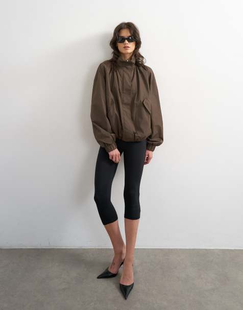 Topshop - Chaqueta marrón técnica con cordón ajustable en la cintura - view 1