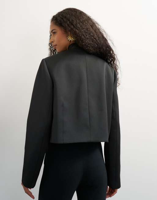 Topshop - chaqueta satinada drummer boy negra, 4 de 4