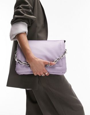 Topshop Charley oversized chain clutch bag in lilac