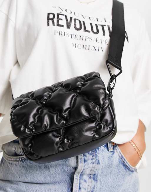 Topshop Charli ruched crossbody bag in black