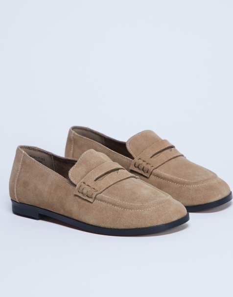 Topshop Charlie faux suede flat loafers in camel - view 1