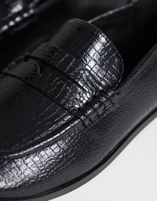 Topshop Charlie flat loafer in black lizard, 4 of 4
