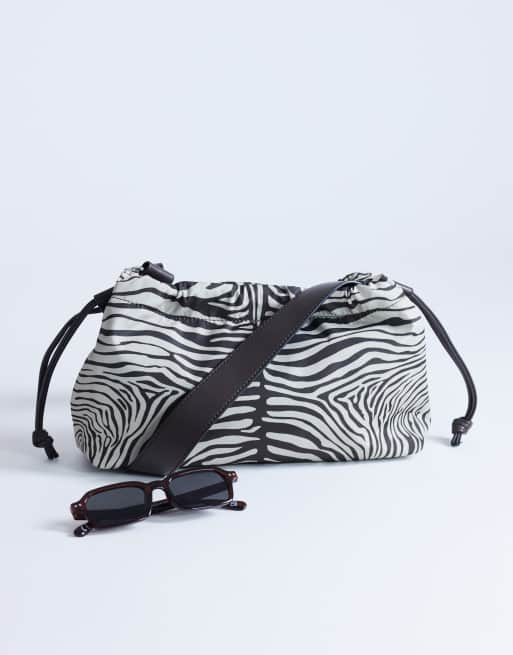Topshop Charlie medium nylon cross body bag in zebra, 2 of 4