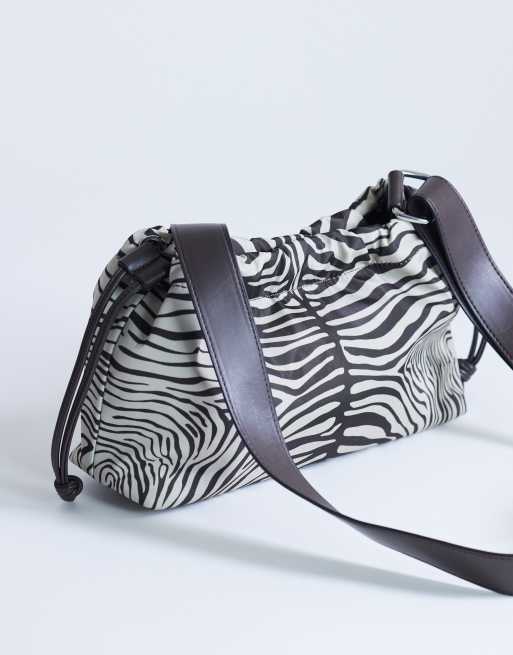 Topshop Charlie medium nylon cross body bag in zebra, 4 of 4