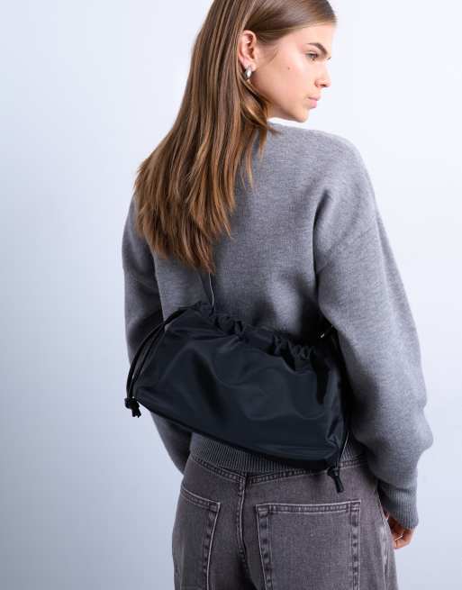 Topshop – Charlie – Mittelgroße Umhängetasche aus Nylon in Schwarz, 4 von 4