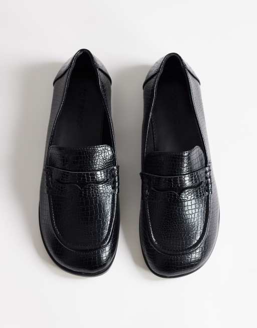 Topshop - Charlie - Mocassini bassi neri stampa rettile, 3 di 4