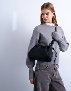 Charlie nylon cross body bag in black 